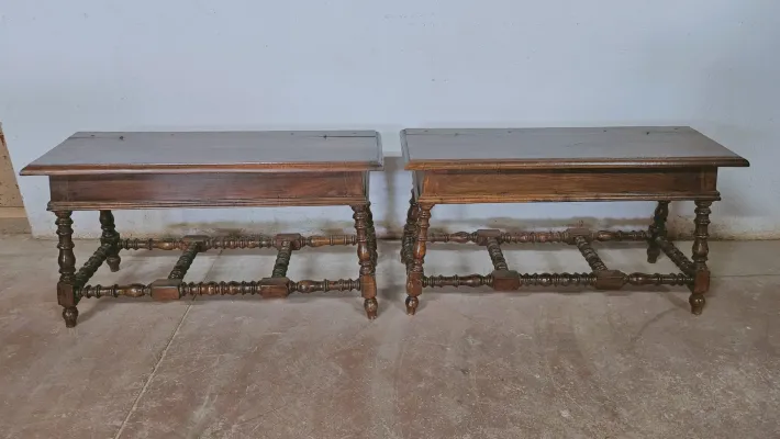 Pamono Wooden Benches, 1960s, Set of 2 New