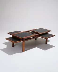 Pamono Wooden Coffee Table by Bernard Vuarnesson, 1970s