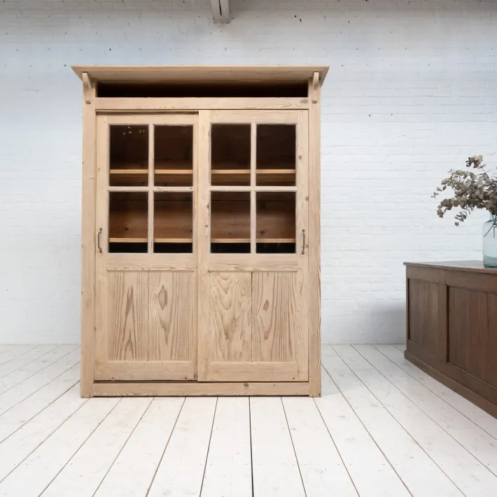 Pamono Wooden Display Cabinet with Sliding Doors, 1930 Discount