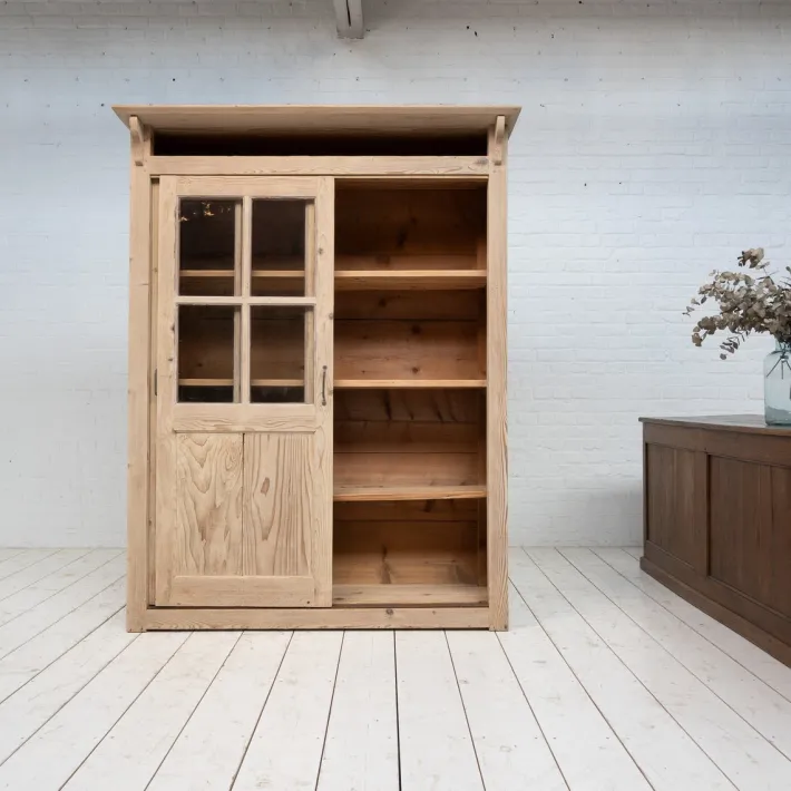 Pamono Wooden Display Cabinet with Sliding Doors, 1930 Discount
