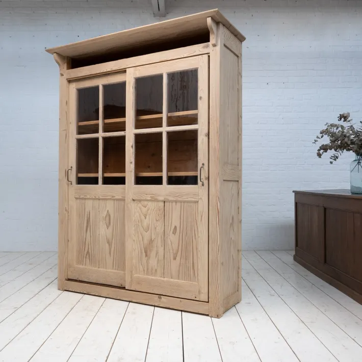 Pamono Wooden Display Cabinet with Sliding Doors, 1930 Discount