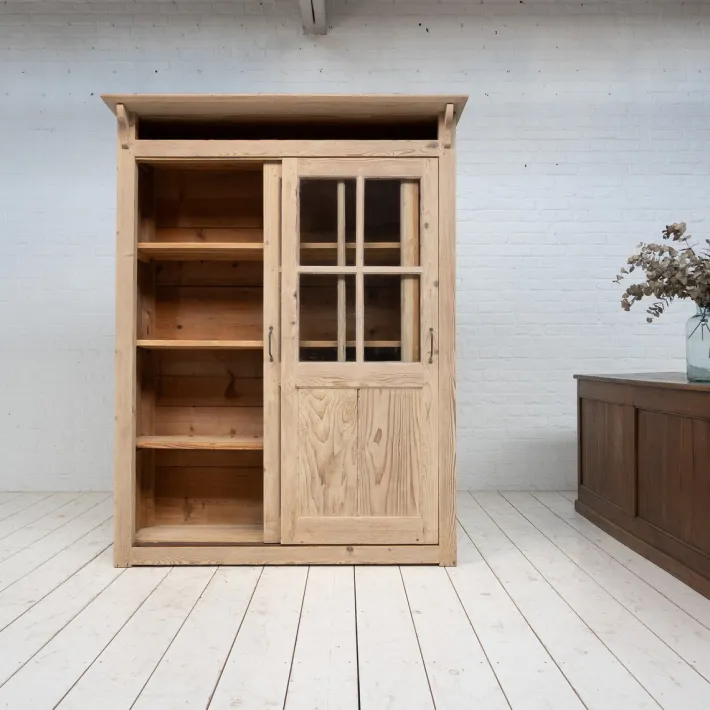 Pamono Wooden Display Cabinet with Sliding Doors, 1930 Discount