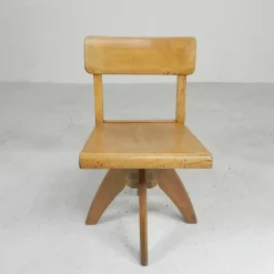 Pamono Wooden Swivel Chair, 1950s Discount