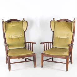Pamono Wooden Wingback Chairs, 1960s, Set of 2 Best