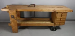 Pamono Wooden Workbench on Castors Sale