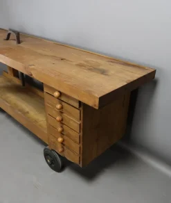 Pamono Wooden Workbench on Castors Sale