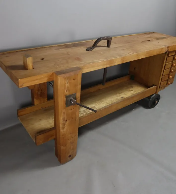Pamono Wooden Workbench on Castors Sale