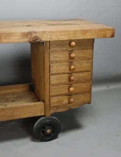 Pamono Wooden Workbench on Castors Sale