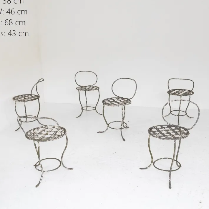 Pamono Wrought Iron Garden Chairs, Italy, 1950s, Set of 6 Outlet