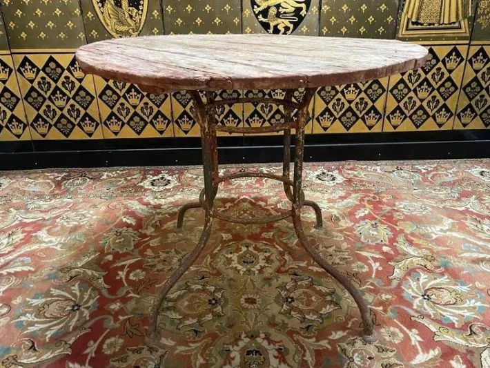 Pamono Wrought Iron Garden Table with Round Top Clearance