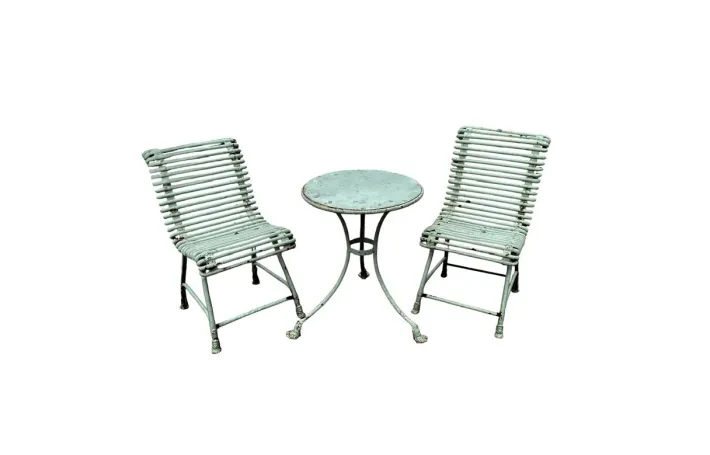 Pamono Wrought Iron Garden Table and Chairs from Arras, 1890s, Set of 3 Sale