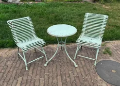 Pamono Wrought Iron Garden Table and Chairs from Arras, 1890s, Set of 3 Sale