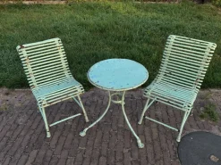 Pamono Wrought Iron Garden Table and Chairs from Arras, 1890s, Set of 3 Sale