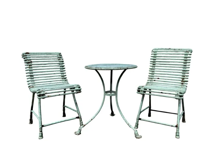 Pamono Wrought Iron Garden Table and Chairs from Arras, 1890s, Set of 3 Sale